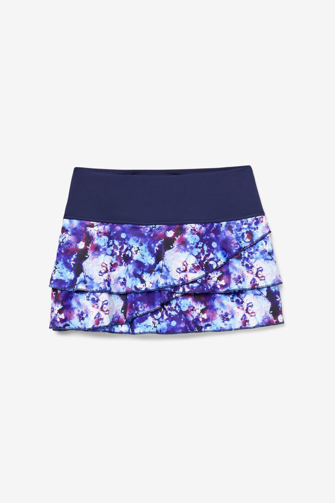 Fila Skirts Pickleball Tiered Printed Womens Navy - India JNP-390152